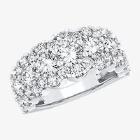 (H-I / Si1-Si2) Womens 9M 3 CT. T.W. Lab Grown White Diamond 10K Gold Anniversary Band