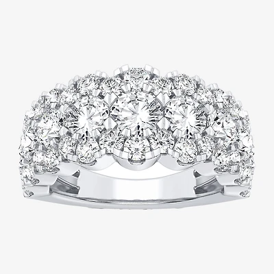 (H-I / Si1-Si2) Womens 9M 3 CT. T.W. Lab Grown White Diamond 10K Gold Anniversary Band