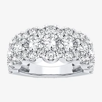 (H-I / Si1-Si2) Womens 9M 3 CT. T.W. Lab Grown White Diamond 10K Gold Anniversary Band