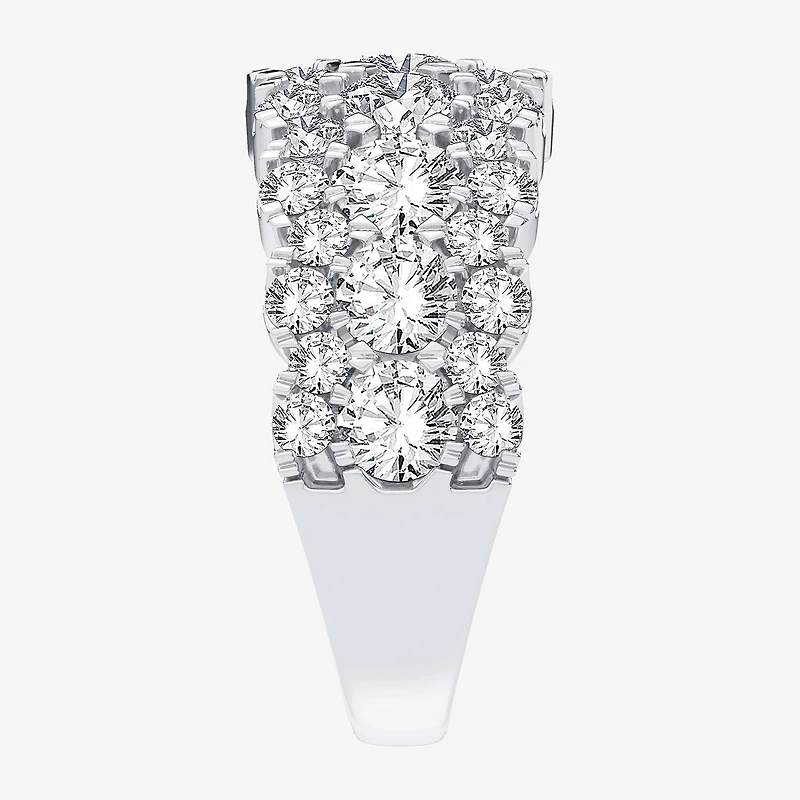 (H-I / Si1-Si2) Womens 9M 3 CT. T.W. Lab Grown White Diamond 10K Gold Anniversary Band