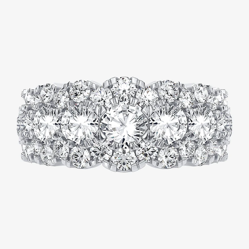 (H-I / Si1-Si2) Womens 9M 3 CT. T.W. Lab Grown White Diamond 10K Gold Anniversary Band