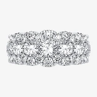 (H-I / Si1-Si2) Womens 9M 3 CT. T.W. Lab Grown White Diamond 10K Gold Anniversary Band
