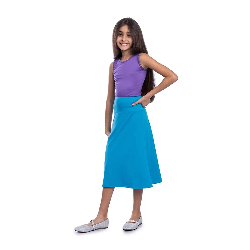 24sevenkid Big Kid Girls High Rise Midi A-Line Skirt