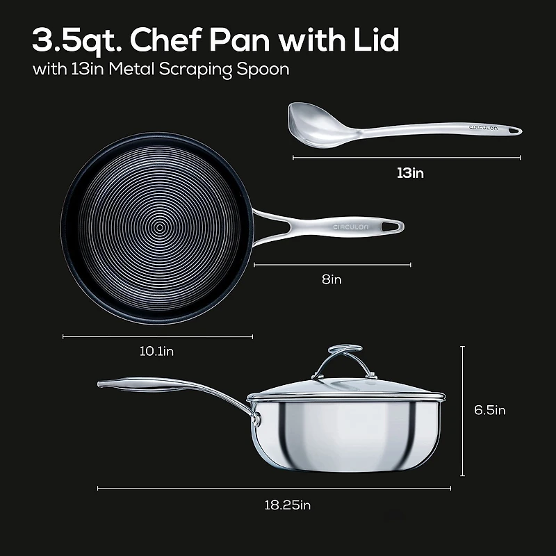 Circulon Steelshield Stainless Steel 3.5-qt. Chef Pan with Lid