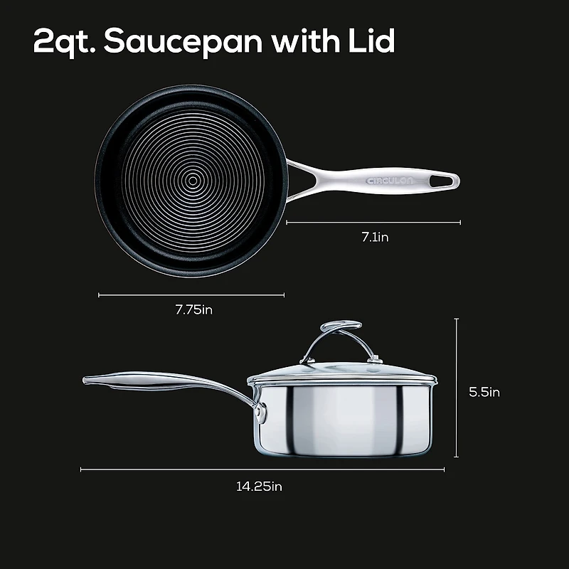 Circulon Steelshield Stainless Steel 2-qt. Sauce Pan with Lid