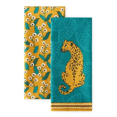 Distant Lands Turquoise Leopard 2-pc. Kitchen Towel Set