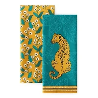 Distant Lands Turquoise Leopard 2-pc. Kitchen Towel Set