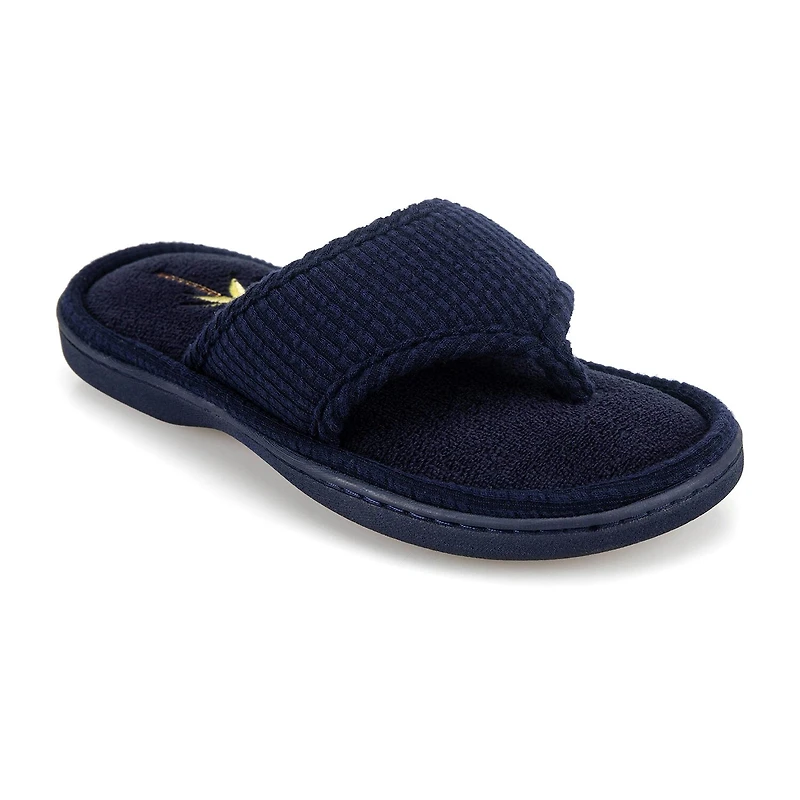 Isotoner Seersucker Thong Womens Round Slip-On Shoe