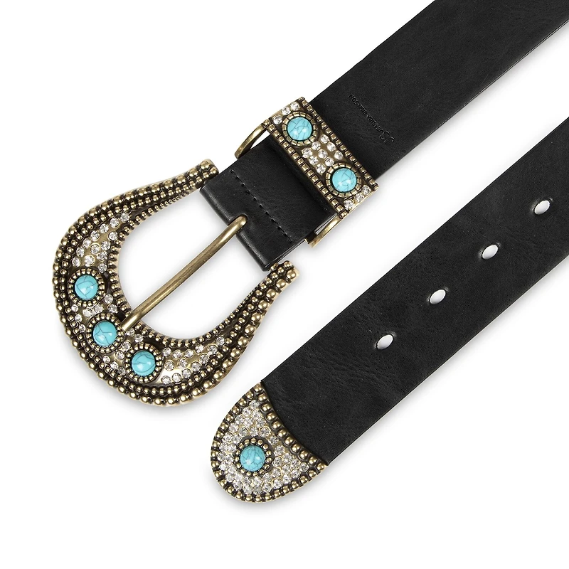 JS Jessica Simpson Turquoise Accented Casual Hip Belt Womens