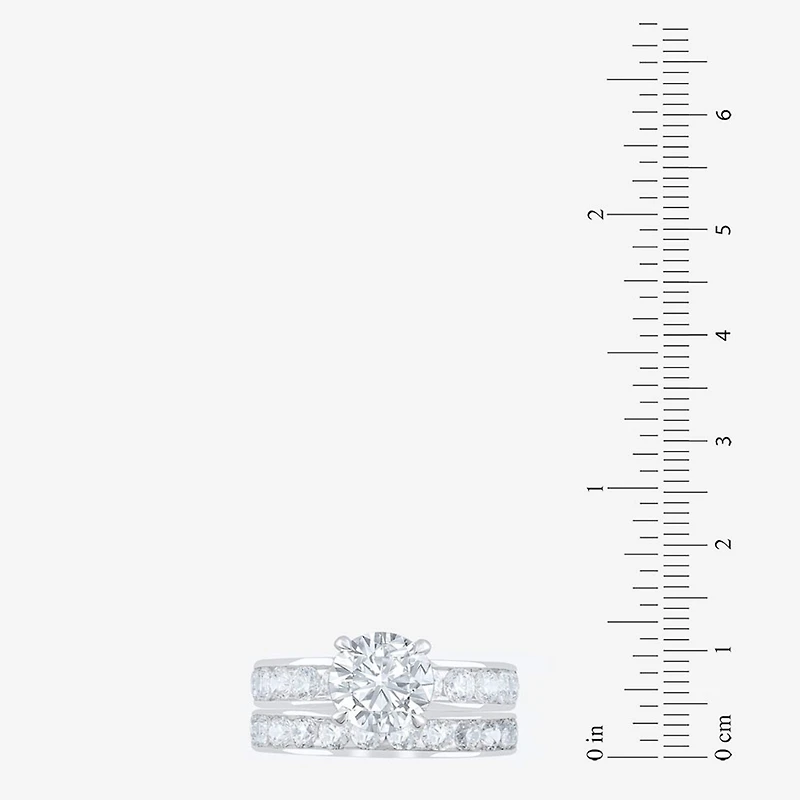 (F / Vs2) Unisex Adult 5 CT. T.W. Lab Grown White Diamond 10K Gold Round Side Stone Bridal Set