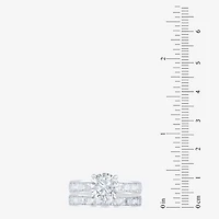(F / Vs2) Unisex Adult 5 CT. T.W. Lab Grown White Diamond 10K Gold Round Side Stone Bridal Set