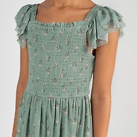 Rare Editions Big Kid Girls Short Sleeve Flutter Maxi Dress