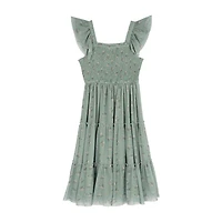 Rare Editions Big Kid Girls Short Sleeve Flutter Maxi Dress