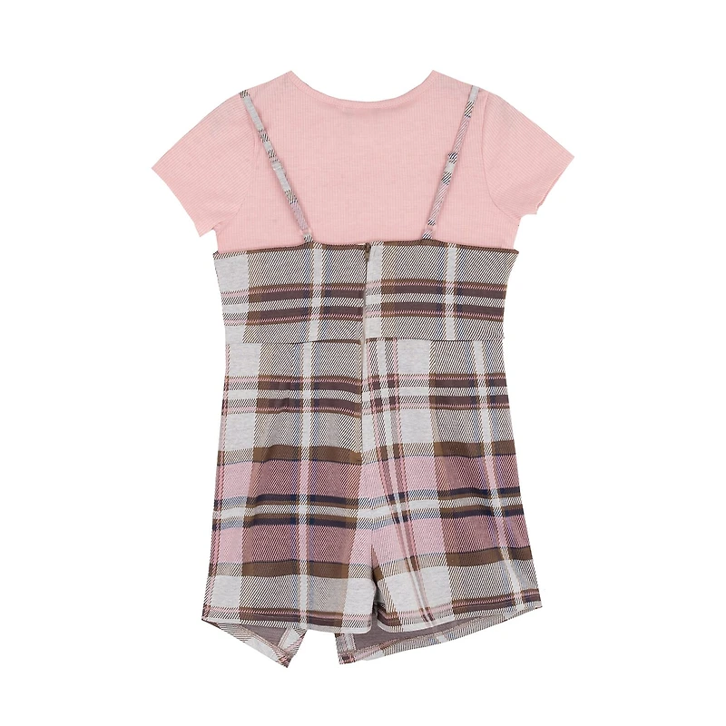 Rare Editions Romper Big Kid Girls Plaid 2-pc. Dress Set