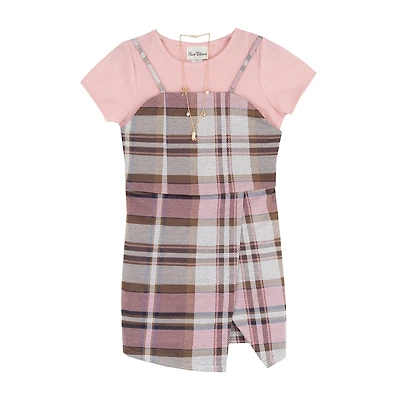 Rare Editions Romper Big Kid Girls Plaid 2-pc. Dress Set
