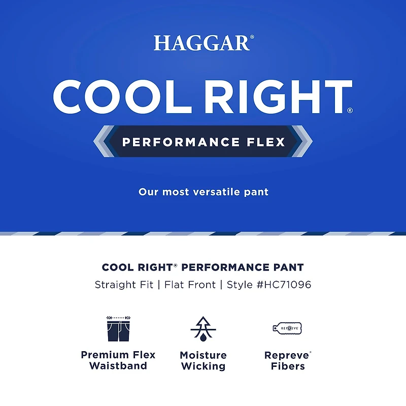 Haggar Cool Right Performance Flex Mens Straight Fit Flat Front Pant