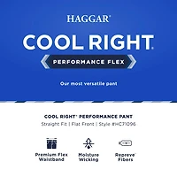 Haggar Cool Right Performance Flex Mens Straight Fit Flat Front Pant