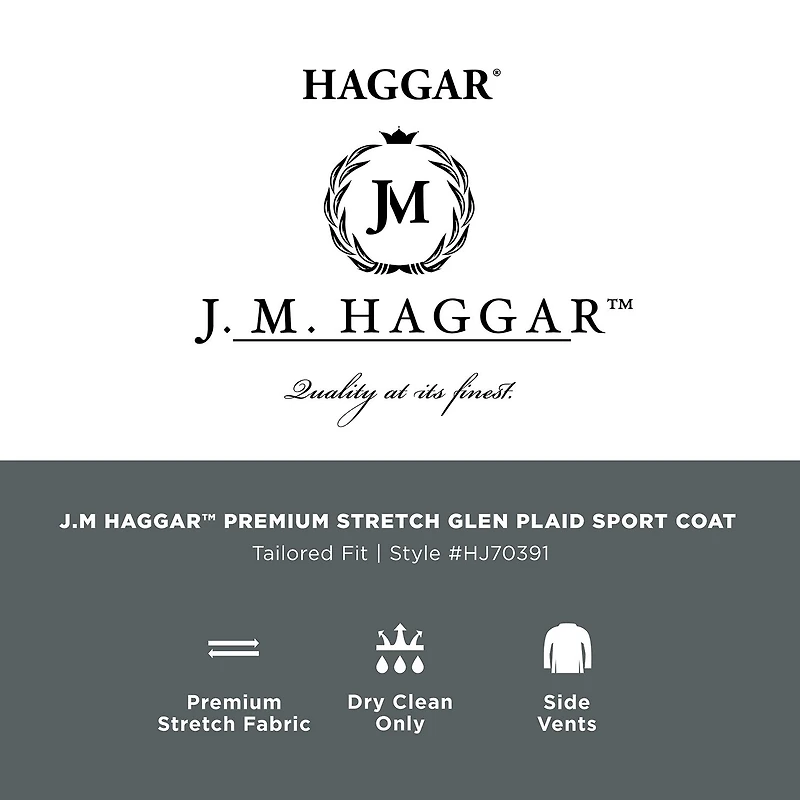 Haggar JMH Tailored Prince Of Wales Mens Plaid Modern Fit Sport Coat