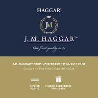 Haggar JMH Mens Stretch Fabric Classic Fit Plaid Flat Front Suit Pant