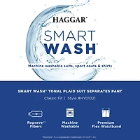 Haggar Smart Wash Mens Stretch Fabric Classic Fit Plaid Flat Front Suit Pant