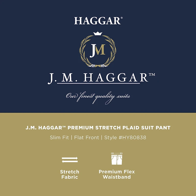 Haggar JMH 4 Way Stretch Mens Fabric Slim Fit Flat Front Suit Pant
