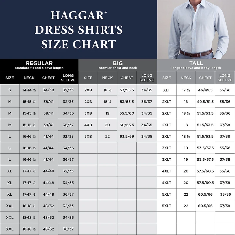 Haggar Big and Tall Mens Classic Fit Wrinkle Free Long Sleeve Dress Shirt