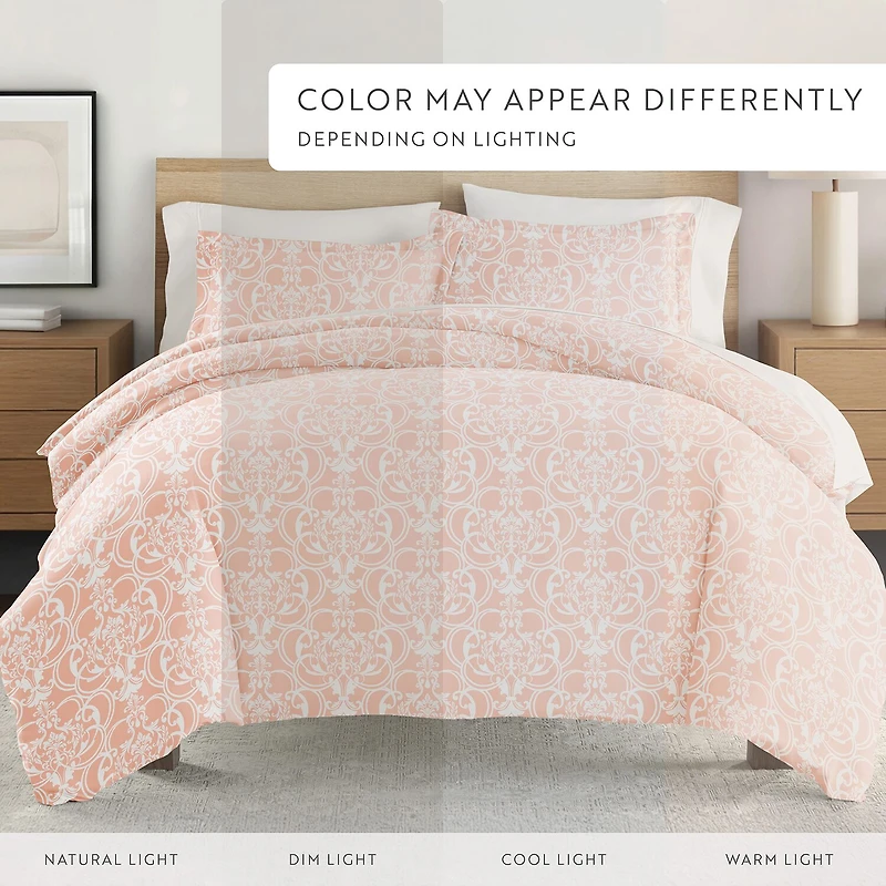 Casual Comfort Romantic Damask Pattern Oversized Duvet Cover Set