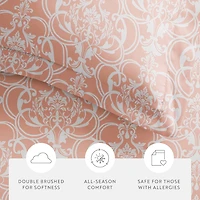 Casual Comfort Romantic Damask Pattern Oversized Duvet Cover Set