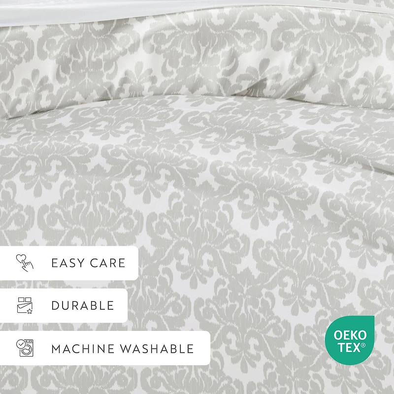 Casual Comfort Soft Damask Pattern Oversized Duvet Cover Set