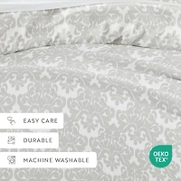 Casual Comfort Soft Damask Pattern Oversized Duvet Cover Set