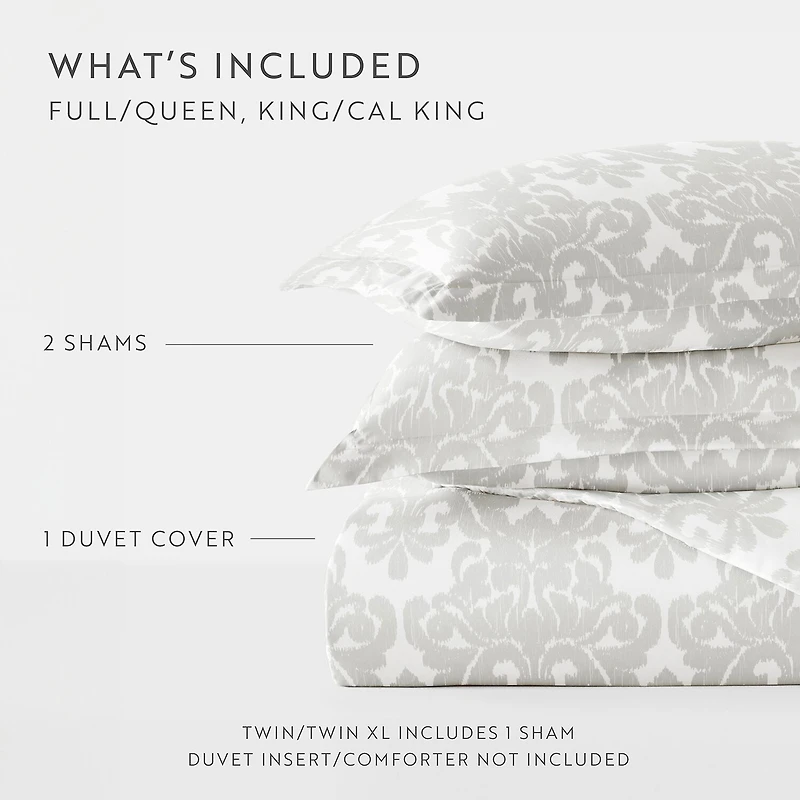 Casual Comfort Soft Damask Pattern Oversized Duvet Cover Set