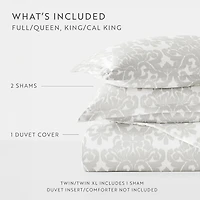 Casual Comfort Soft Damask Pattern Oversized Duvet Cover Set
