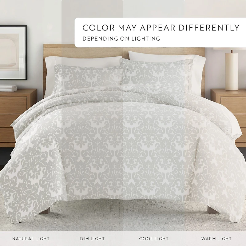 Casual Comfort Soft Damask Pattern Oversized Duvet Cover Set