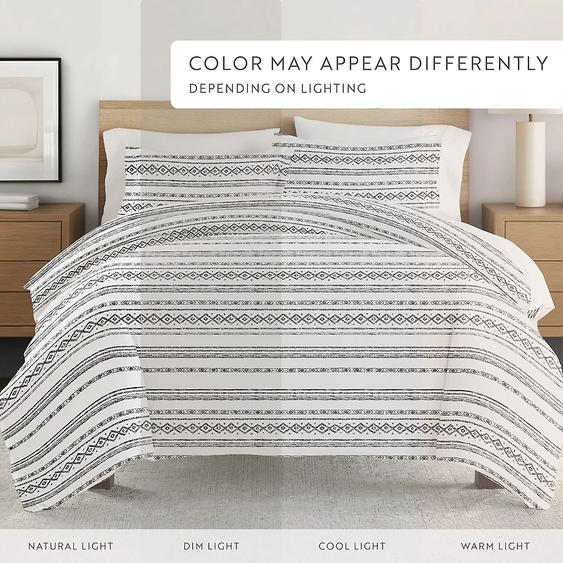 Casual Comfort Geo Threads Pattern Oversized Duvet Cover Set