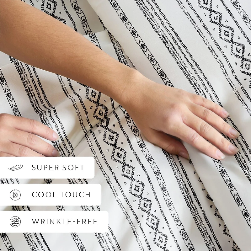 Casual Comfort Geo Threads Pattern Oversized Duvet Cover Set