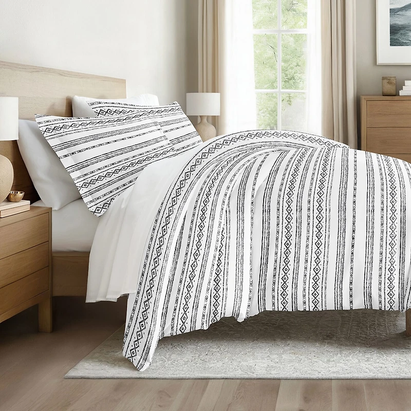 Casual Comfort Geo Threads Pattern Oversized Duvet Cover Set