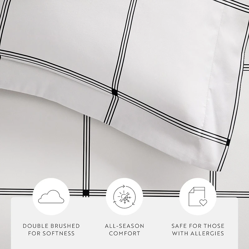 Casual Comfort Grid Patterned Duvet Cover Set