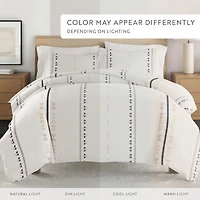Casual Comfort Natural Geo Lines Patterned Duvet Cover Set