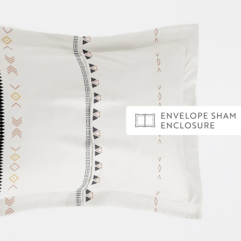 Casual Comfort Natural Geo Lines Patterned Duvet Cover Set