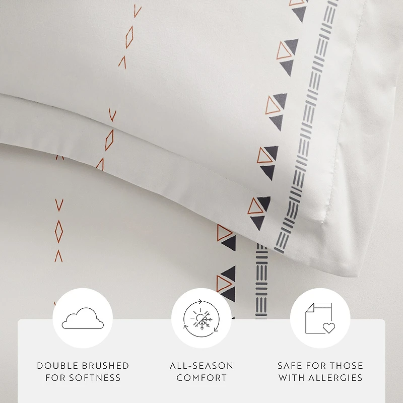 Casual Comfort Natural Geo Lines Patterned Duvet Cover Set