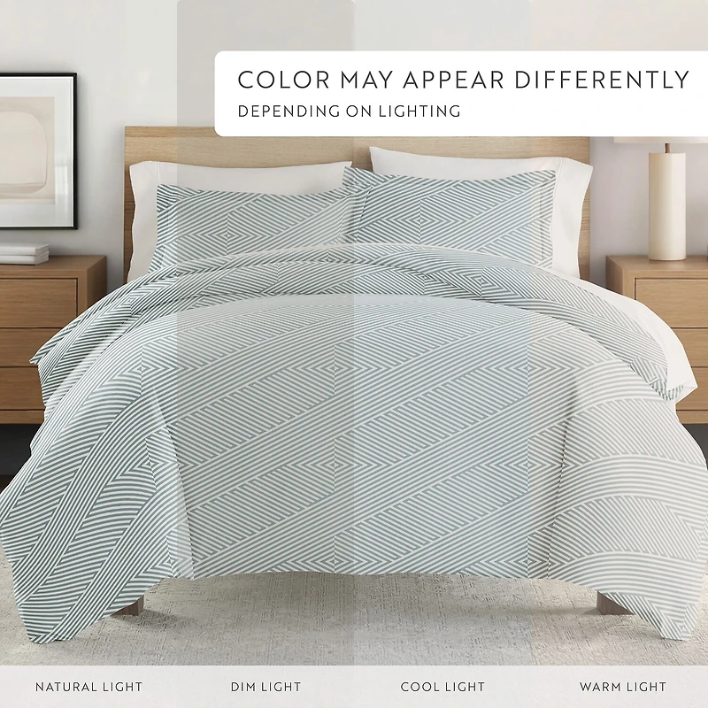 Casual Comfort Modern Diagonal Patterned Duvet Cover Set