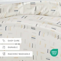 Casual Comfort Geo Dash Patterned Duvet Cover Set