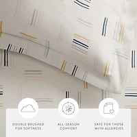 Casual Comfort Geo Dash Patterned Duvet Cover Set