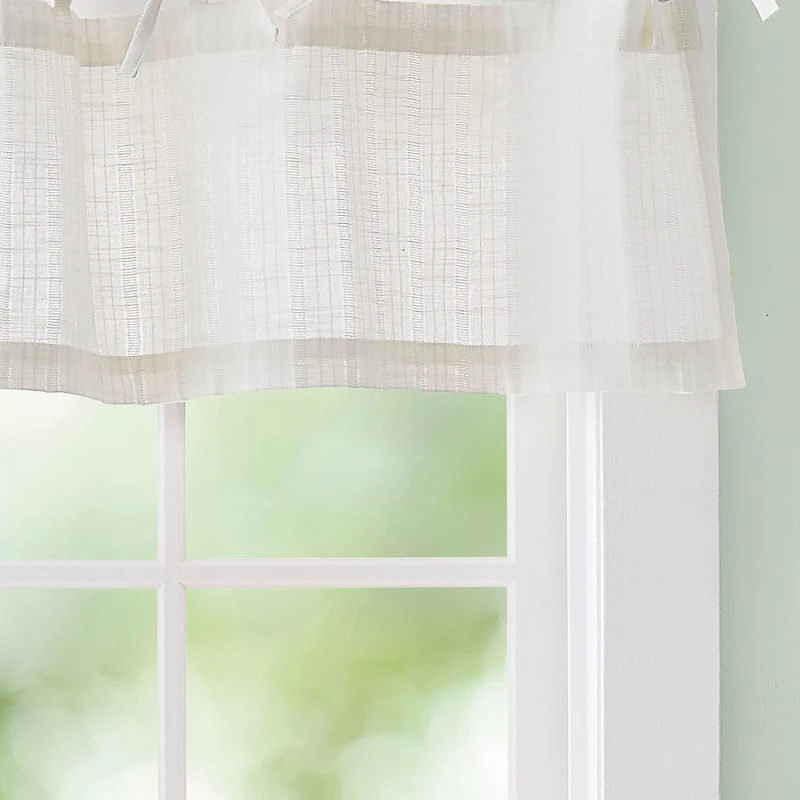 CURTIANWORKS Tie Tab Woven Stripe Rod Pocket Tailored Valance