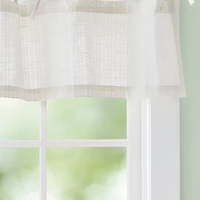 CURTIANWORKS Tie Tab Woven Stripe Rod Pocket Tailored Valance