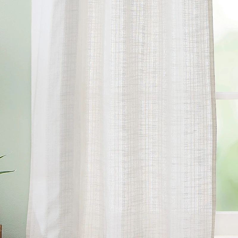 CURTIANWORKS Tie Tab Woven Stripe Rod Pocket Tailored Valance
