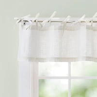 CURTIANWORKS Tie Tab Woven Stripe Rod Pocket Tailored Valance