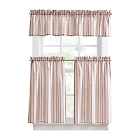 CURTIANWORKS Banner Stripe 3-pc. Rod Pocket Kitchen Curtains & Drapes Window Set
