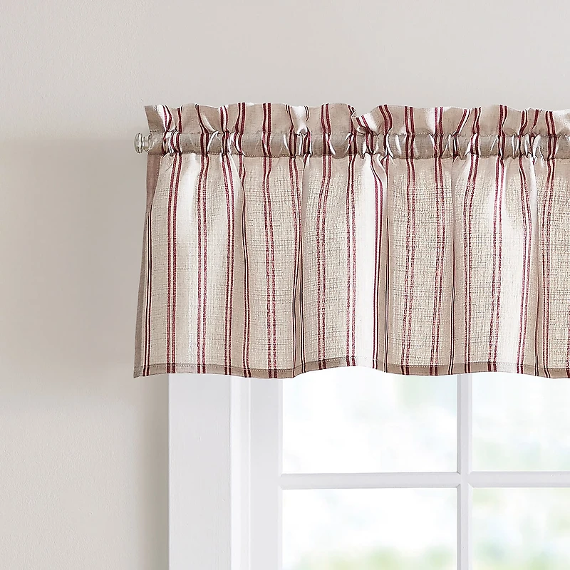 CURTIANWORKS Banner Stripe 3-pc. Rod Pocket Kitchen Curtains & Drapes Window Set