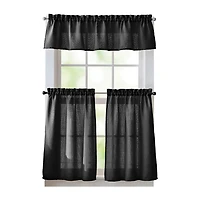 CURTIANWORKS Eldridge Waffle 3-pc. Rod Pocket Kitchen Curtains & Drapes Window Set